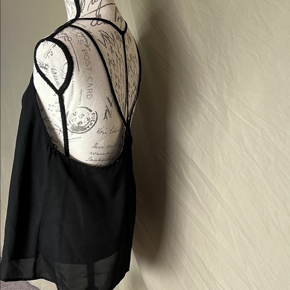 Sexy strappy chiffon flowing evening tank black sheer large Cecico - Picture 2 of 7